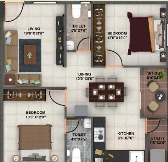 2 BHK Flat in Bavisha Gardeniaa Phase 1 in Sarjapur, Bangalore - Image 832927