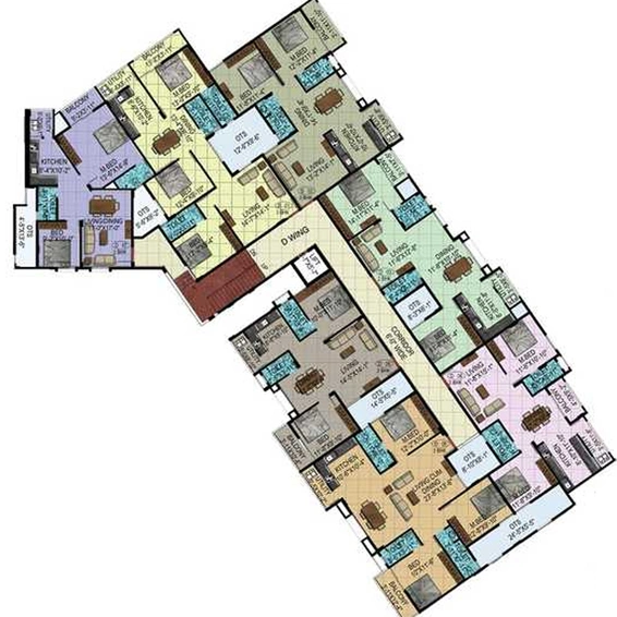 Floor Plan of Aakruti Aristo Marvel in Electronic City, Bangalore - Image 222424