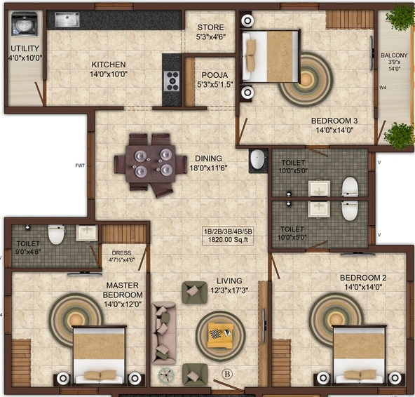 3 BHK Flat in India Southern Breeze in Anna Nagar, Chennai - Image 832964