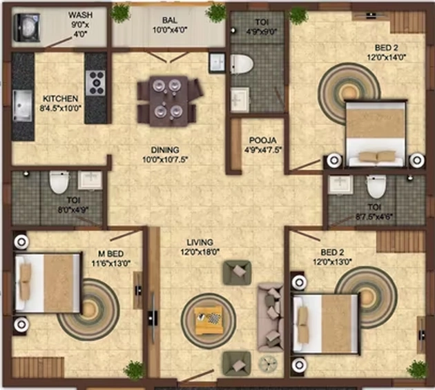 3 BHK Flat in India Kurinji Blossoms in Anna Nagar, Chennai - Image 832997