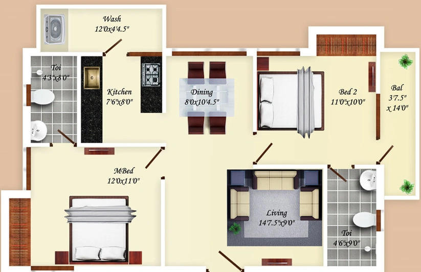 3 BHK Flat in India The Acqua Allodium in Anna Nagar, Chennai - Image 833002