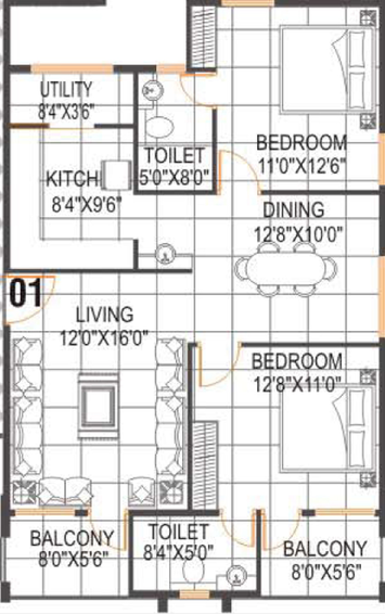 2 BHK Flat in Sai Krupa Harmony in Sarjapur, Bangalore - Image 833021