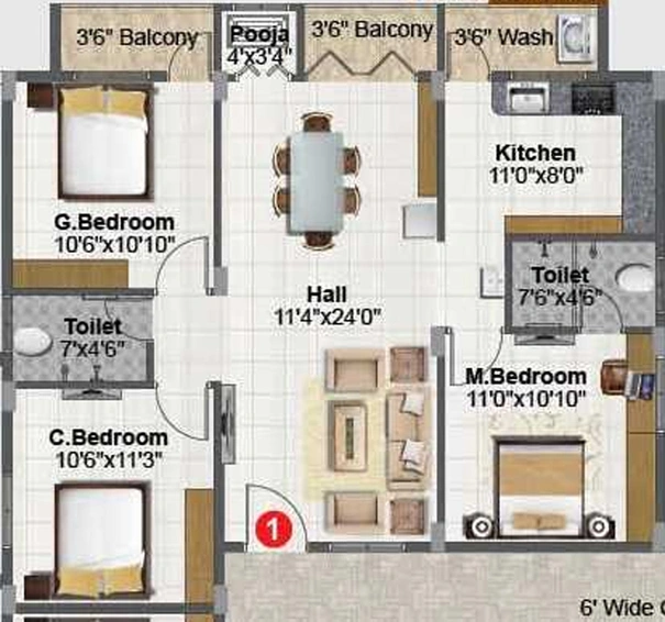 3 BHK Flat in SM Platina in Sarjapur, Bangalore - Image 833029