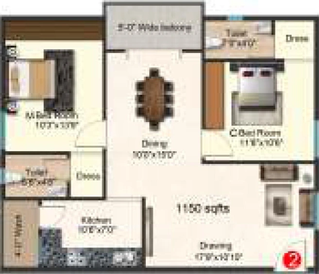 2 BHK Flat in Aaradhya Aavas in Patancheru, Hyderabad - Image 833069