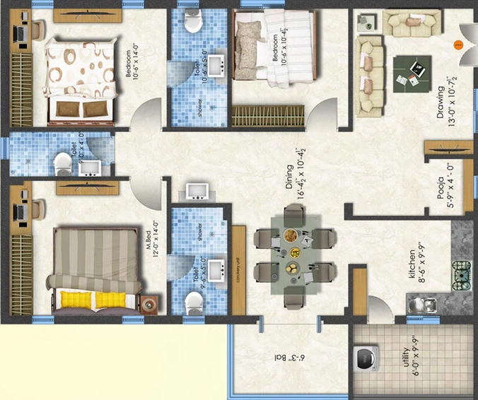 3 BHK Flat in Buildmaster Samruddhi Apartments in Bolarum, Hyderabad - Image 833080