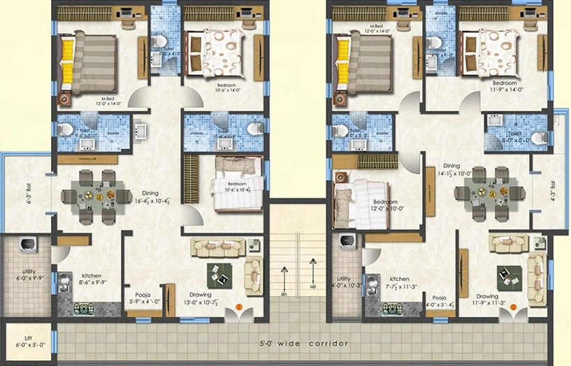 Floor Plan of Buildmaster Samruddhi Apartments in Bolarum, Hyderabad - Image 222853