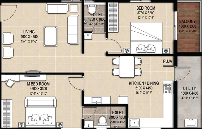 2 BHK Flat in Lakshmi Harsha Classic in Patancheru, Hyderabad - Image 833103