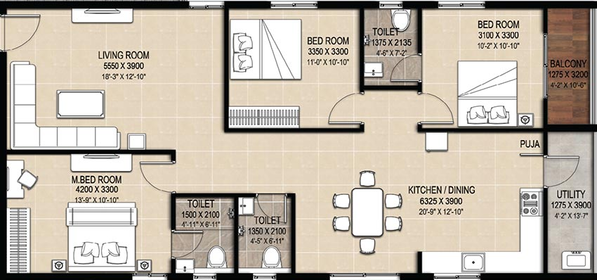 3 BHK Flat in Lakshmi Harsha Classic in Patancheru, Hyderabad - Image 833104