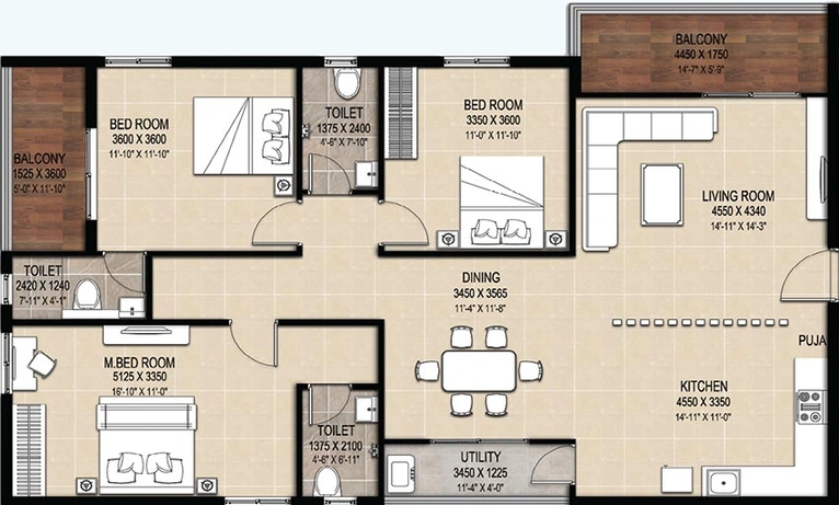 3 BHK Flat in Lakshmi Harsha Classic in Patancheru, Hyderabad - Image 833105