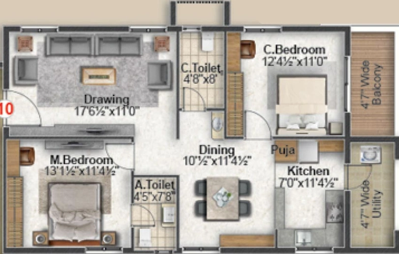 2 BHK Flat in My Avigna Heights in Kollur, Hyderabad - Image 833112