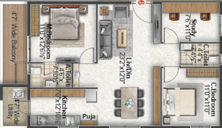 2.5 BHK Flat in My Avigna Heights in Kollur, Hyderabad - Image 833113