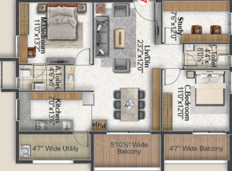 2.5 BHK Flat in My Avigna Heights in Kollur, Hyderabad - Image 833114