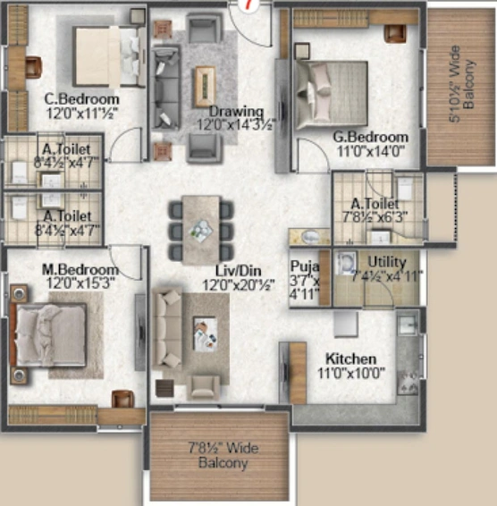 3 BHK Flat in My Avigna Heights in Kollur, Hyderabad - Image 833117