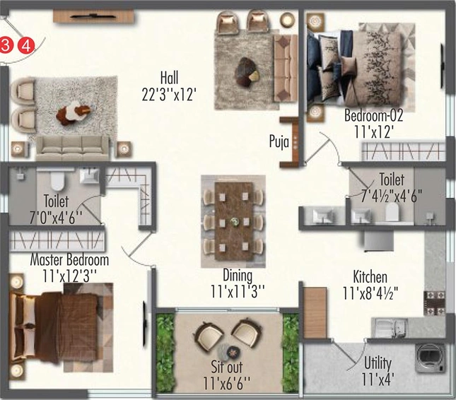 2 BHK Flat in Samracana Swasthi in Kollur, Hyderabad - Image 833119