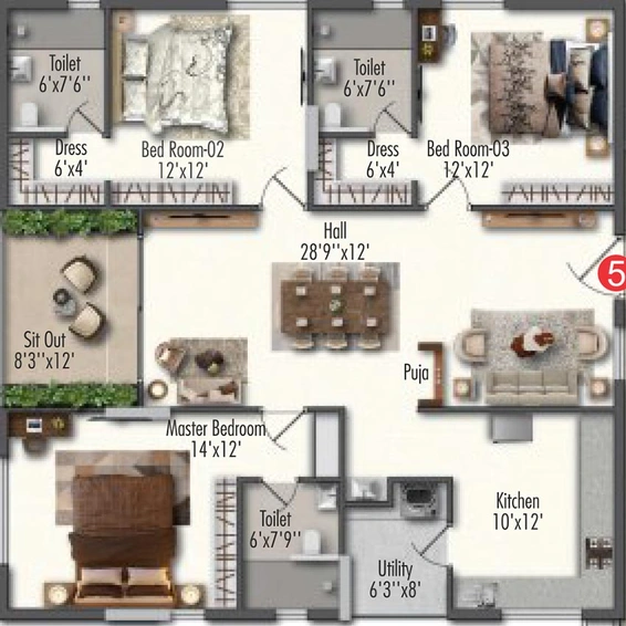 3 BHK Flat in Samracana Swasthi in Kollur, Hyderabad - Image 833120
