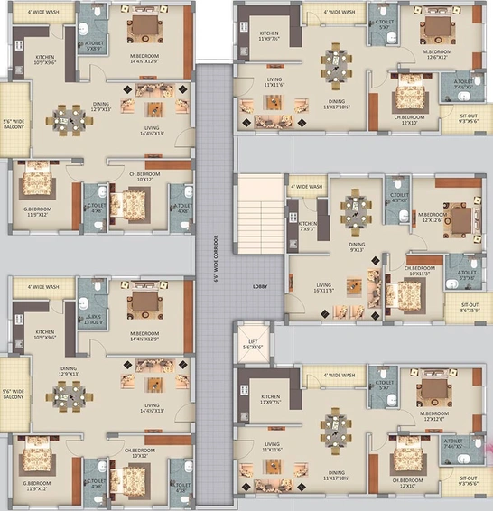 Floor Plan of Gangothri Nakshatra Abode in Alkapur, Hyderabad - Image 223043