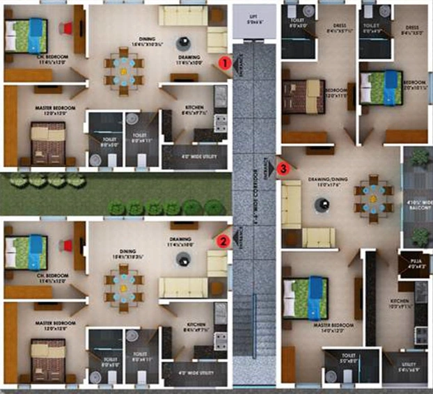 Floor Plan of Edifice Tulip in Manikonda, Hyderabad - Image 223049
