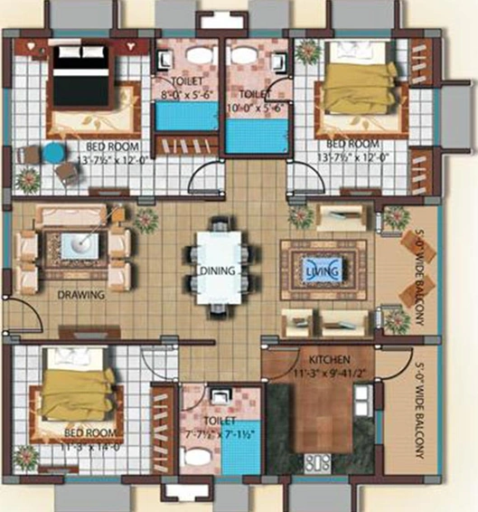 3 BHK Flat in Green Fort View in Bandlaguda Jagir, Hyderabad - Image 833148