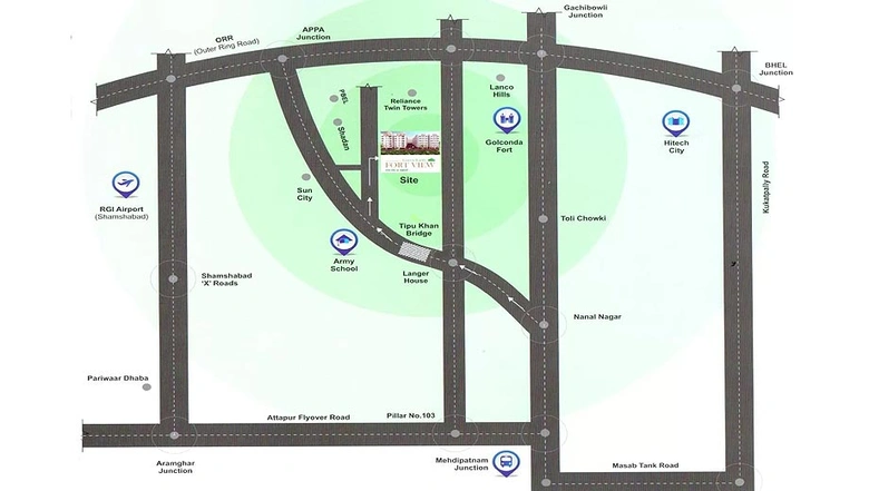 Location of Green Fort View in Bandlaguda Jagir, Hyderabad - Image 223064