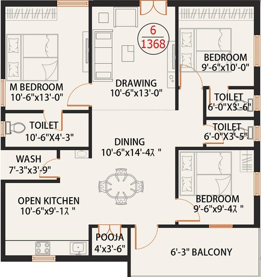 3 BHK Flat in Icon ASR Abodes in Manikonda, Hyderabad - Image 833155