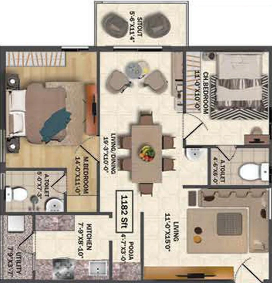 2 BHK Flat in PVR Maha in Shankarpally, Hyderabad - Image 833173