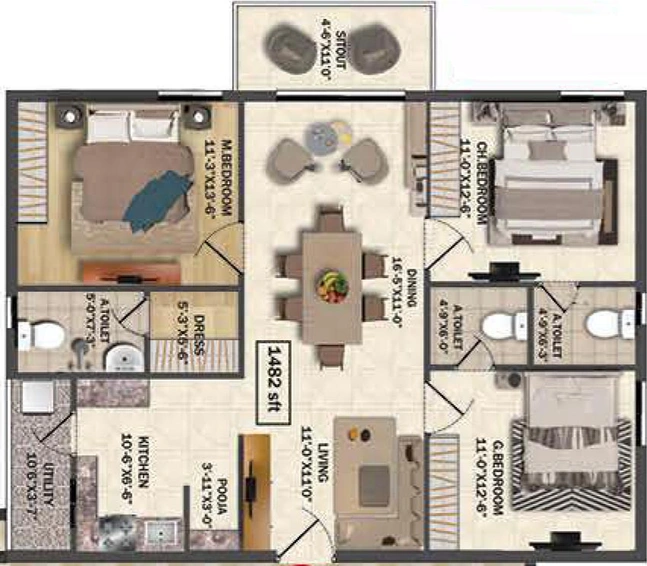 3 BHK Flat in PVR Maha in Shankarpally, Hyderabad - Image 833174