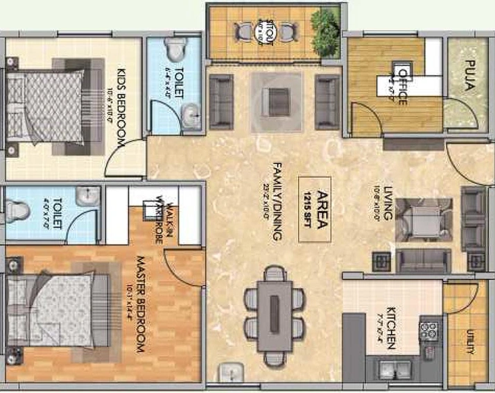 2 BHK Flat in Urbansky Regalia in Manikonda, Hyderabad - Image 833183