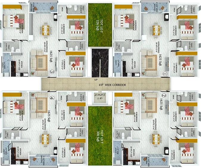 Floor Plan of Signate Hill Side Residency in Bandlaguda Jagir, Hyderabad - Image 223212