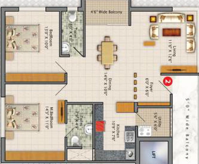 2 BHK Flat in Sri Ivy Crest in Manikonda, Hyderabad - Image 833192