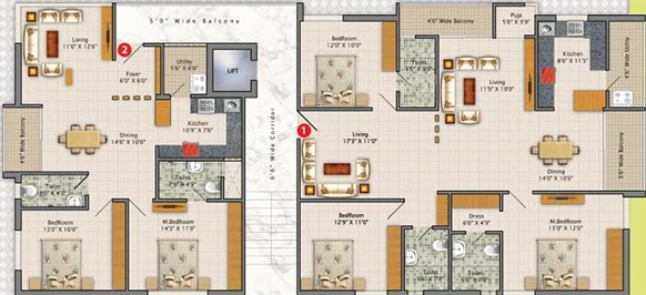 Floor Plan of Sri Ivy Crest in Manikonda, Hyderabad - Image 223232