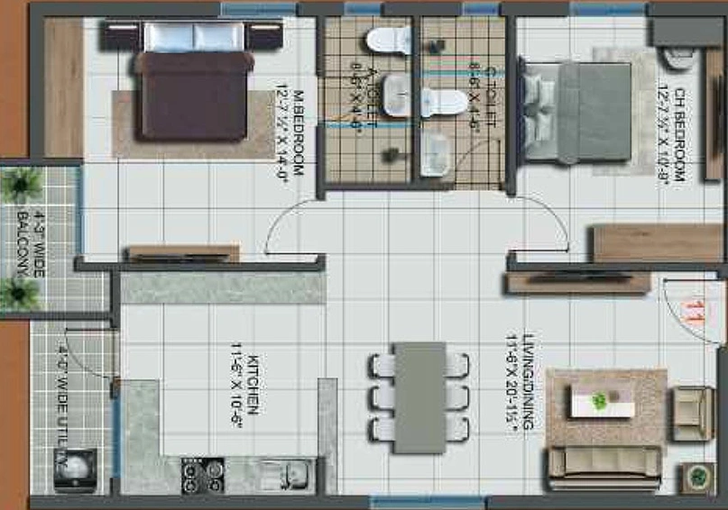 2 BHK Flat in Sunshine Vihaan in Manikonda, Hyderabad - Image 833206