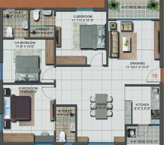 3 BHK Flat in Sunshine Vihaan in Manikonda, Hyderabad - Image 833207