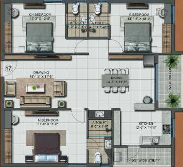 3 BHK Flat in Sunshine Vihaan in Manikonda, Hyderabad - Image 833208