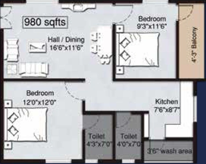 2 BHK Flat in Tranquillo Sanctum Homes in Shankarpally, Hyderabad - Image 833224