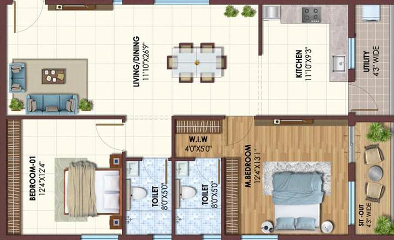 2 BHK Flat in Vian One 80 in Kollur, Hyderabad - Image 833228