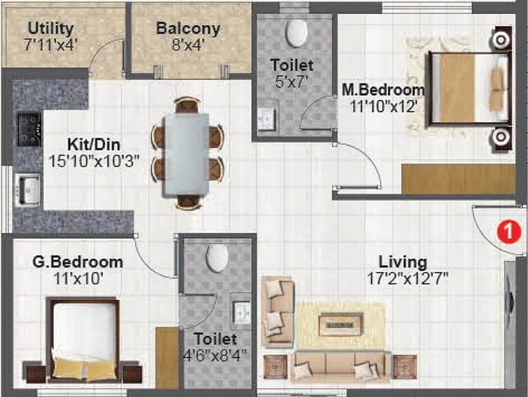 2 BHK Flat in Rami Ashoo Towers in Attapur, Hyderabad - Image 833263