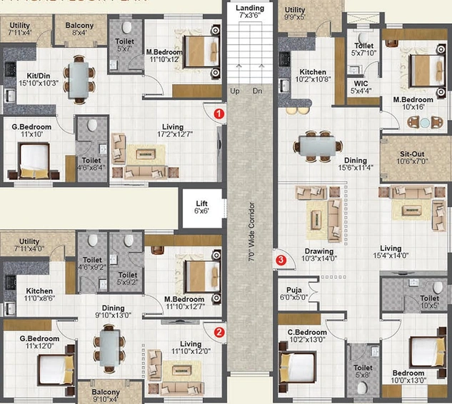 Floor Plan of Rami Ashoo Towers in Attapur, Hyderabad - Image 223441