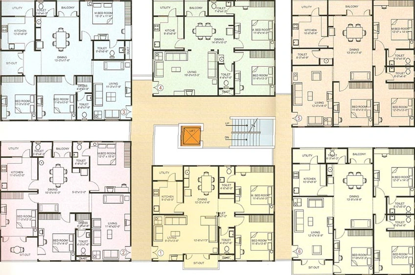 Floor Plan of Rambagh Malliah Towers in Attapur, Hyderabad - Image 223780