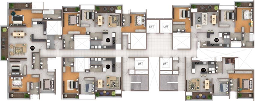 Floor Plan of Amanora Crown Towers in Hadapsar, Pune - Image 119054