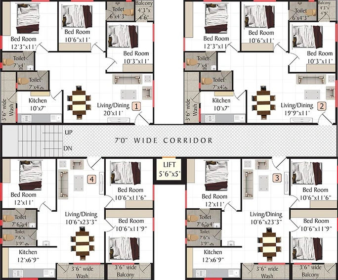 Floor Plan of Rathi Sri Tirumala Almond in Rajendra Nagar, Hyderabad - Image 223714