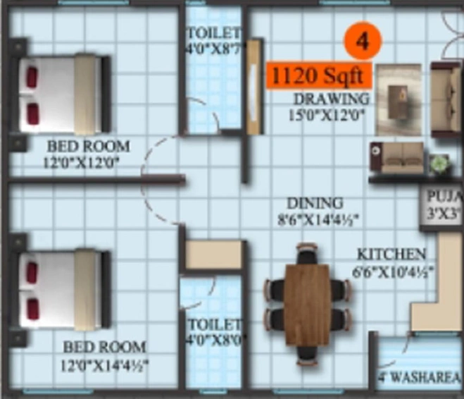 2 BHK Flat in Sai Keerthi Prime in Chandanagar, Hyderabad - Image 833344