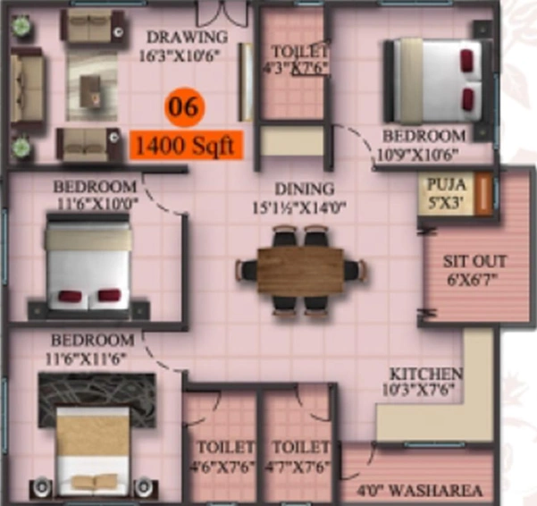 3 BHK Flat in Sai Keerthi Prime in Chandanagar, Hyderabad - Image 833346