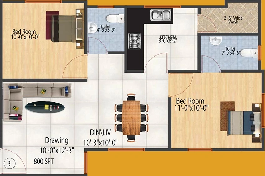 2 BHK Flat in Shamshiri Preima Urbana Annex in Attapur, Hyderabad - Image 833351