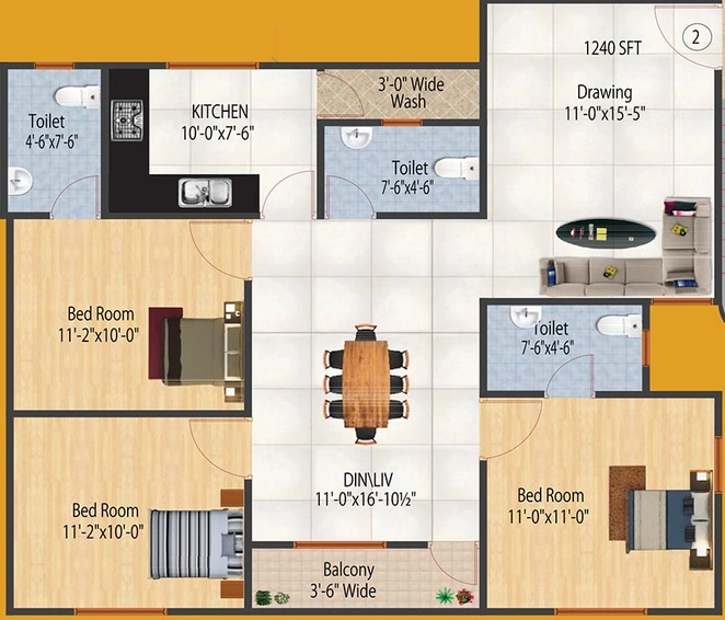 3 BHK Flat in Shamshiri Preima Urbana Annex in Attapur, Hyderabad - Image 833352