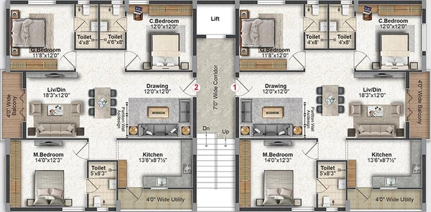 Floor Plan of Rami Reddy Royal Castle in Bandlaguda Jagir, Hyderabad - Image 223792
