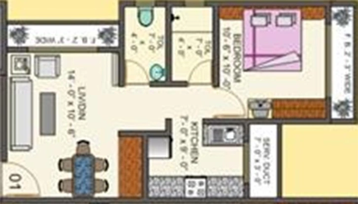 1 BHK Flat in Lalani Residency in Thane West, Thane - Image 833394