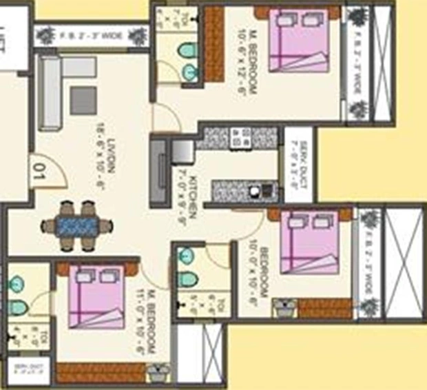 3 BHK Flat in Lalani Residency in Thane West, Thane - Image 833398