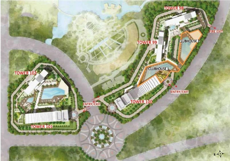 Master Plan of Amanora Gateway Towers 1 in Hadapsar, Pune - Image 119625