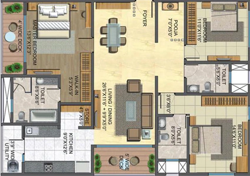3 BHK Flat in Lodha Casa Paradiso in Sanath Nagar, Hyderabad - Image 833442