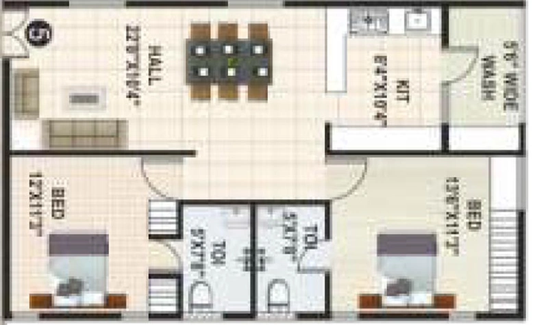 2 BHK Flat in Himagiri Pottapus Hima Sai Srinidhim in Attapur, Hyderabad - Image 833456